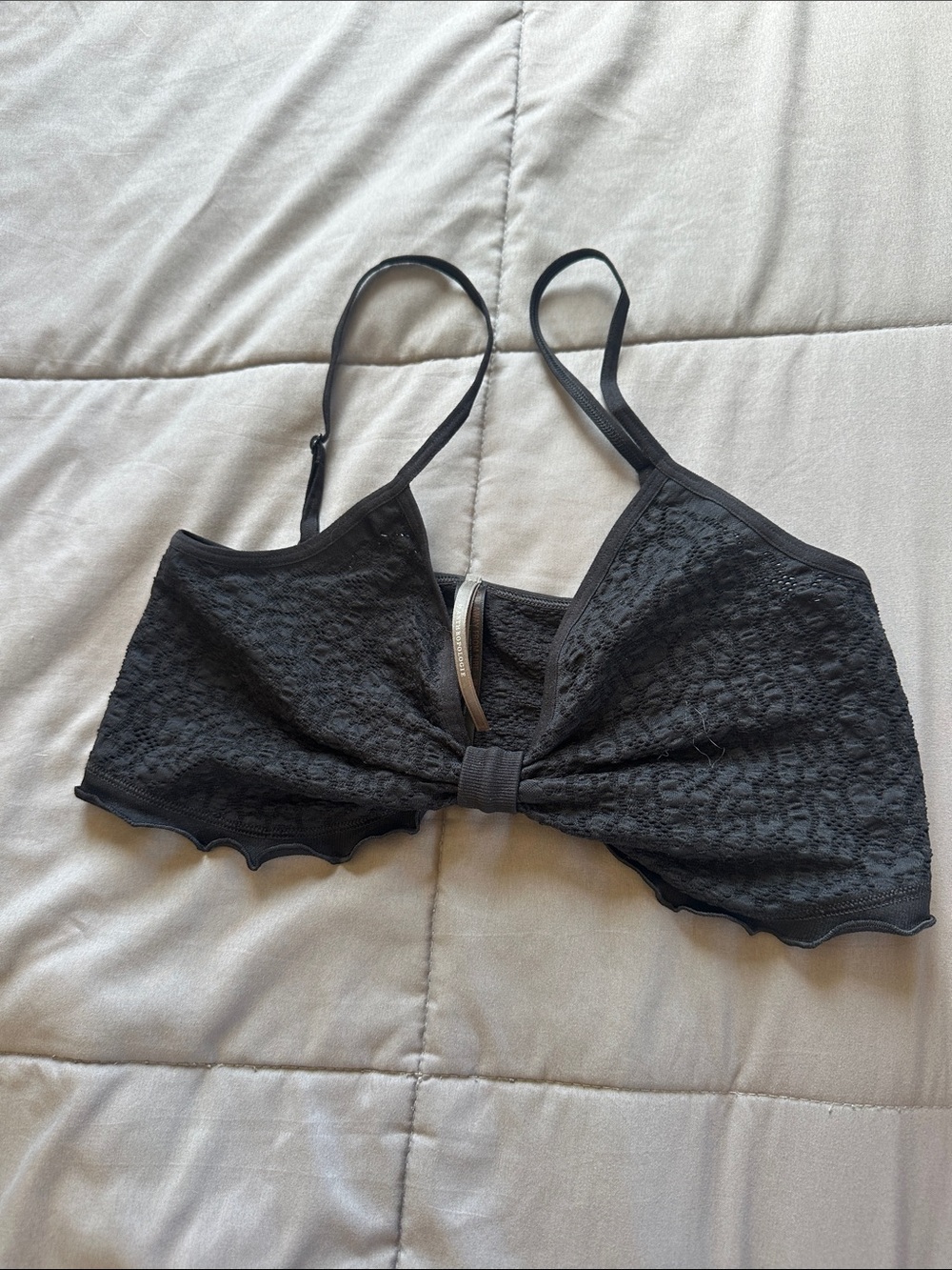Anthropologie Black Lace Bralette with Scalloped Hem